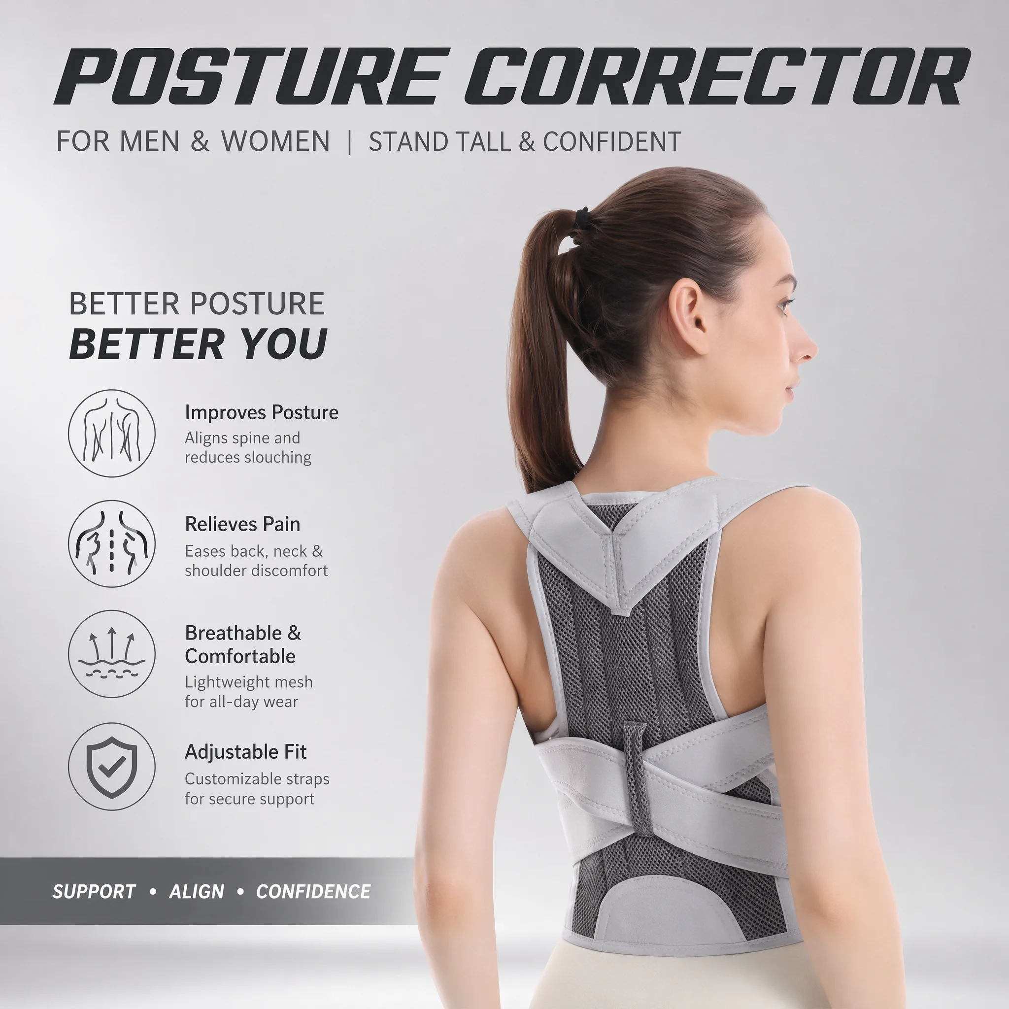 Posture Corrector Back Brace - New Design Humpback Girdle Keel Upper