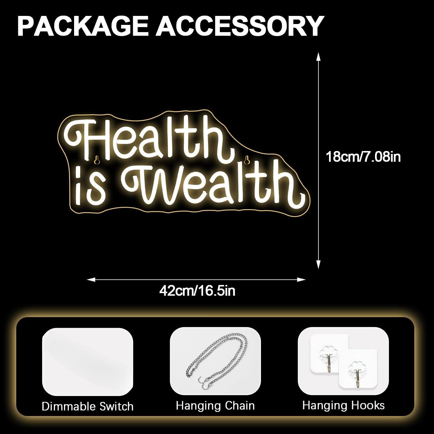 Health is Wealth Neon Sign USB - Health Wellness Gym ulasan dan harga