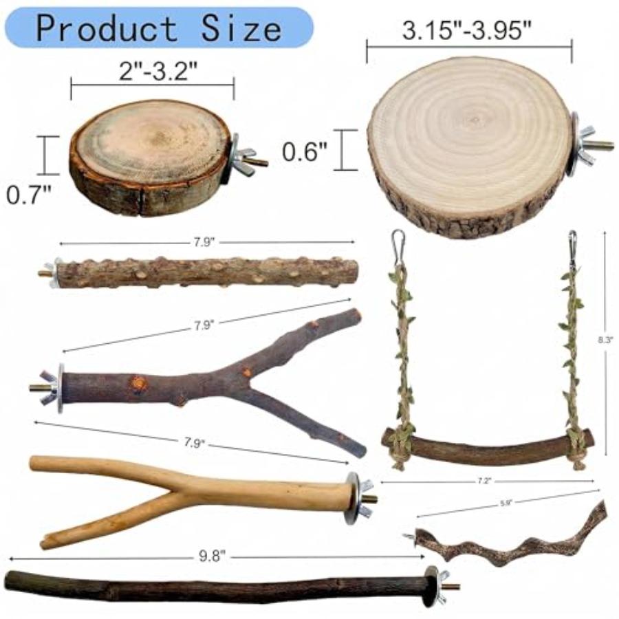 8PCS natural wood bird perches - Health & Wellness Newsletter ulasan dan harga