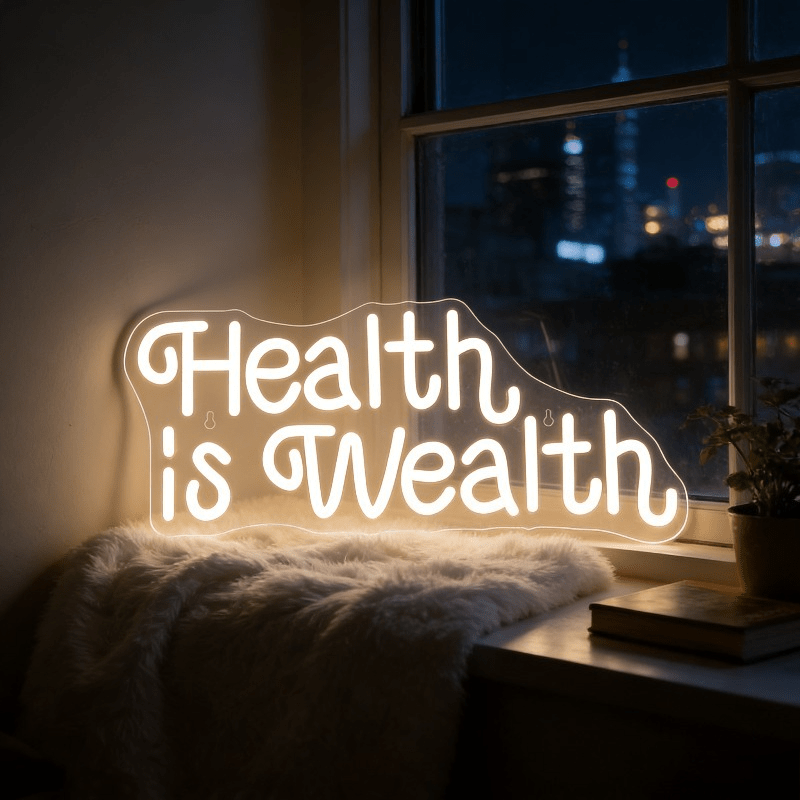 Health is Wealth Neon Sign LED - Health Wellness Gym ulasan dan harga