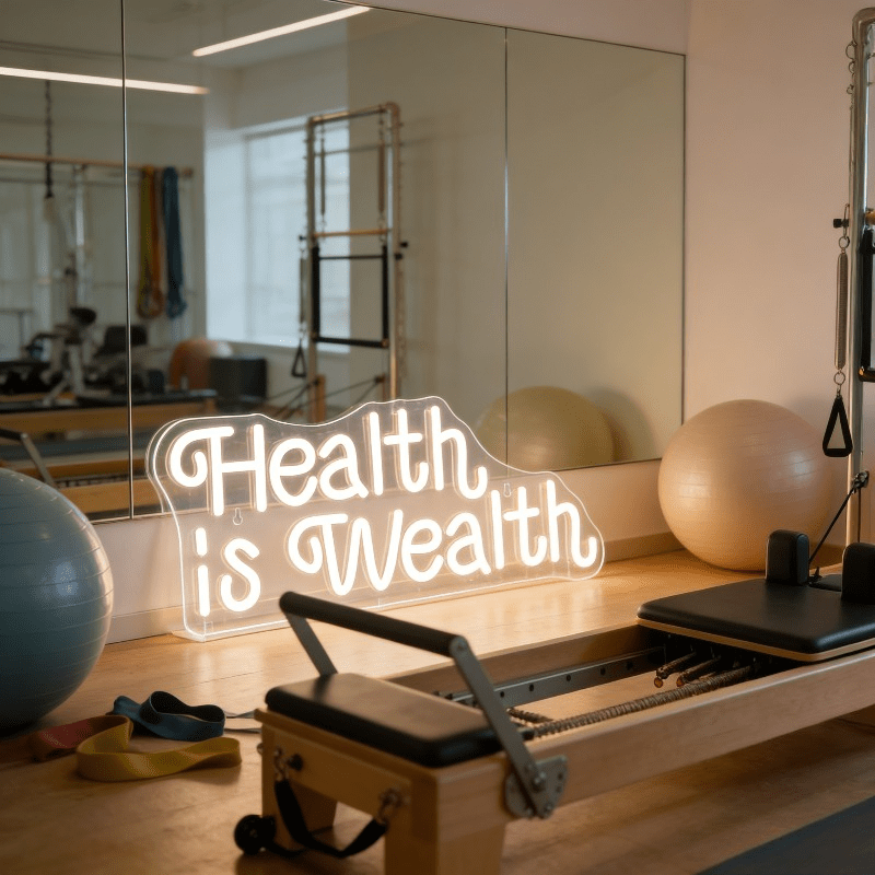 Health is Wealth Neon Sign LED - Health Wellness Gym ulasan dan harga