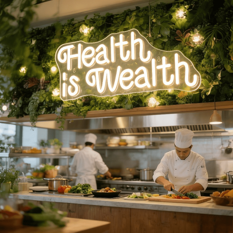 Health is Wealth Neon Sign LED - Health Wellness Gym ulasan dan harga